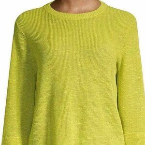 Eileen Fisher Organic Linen Cotton Bell Sleeve Sweater in Verbena Green, XL